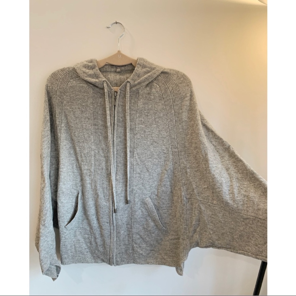 Neiman Marcus Cashmere Bat-Wing Zip-Up